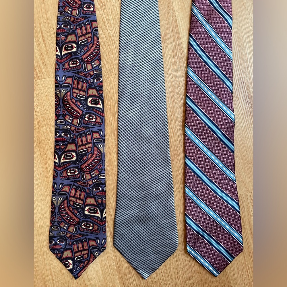 Bundle lot of 3 men’s ties silk vintage tie Boxelder Company Zylos Cremieux